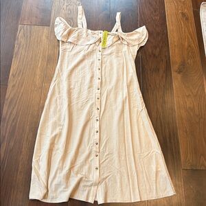 Gianni Bini Tan Button-Down Midi Dress